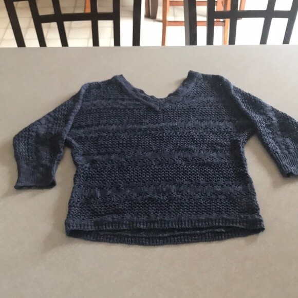 Pink Rose V Neck front/back Loose Knit Sweater Small 90's - Picture 3 of 4